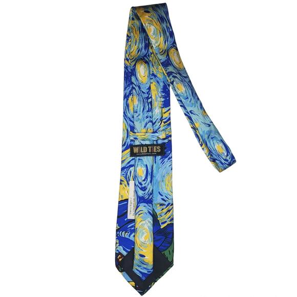 Vintage Wild Ties Mens Necktie All Silk Vincent Van Gogh Starry Night 2 Rare HTF - Picture 2 of 6